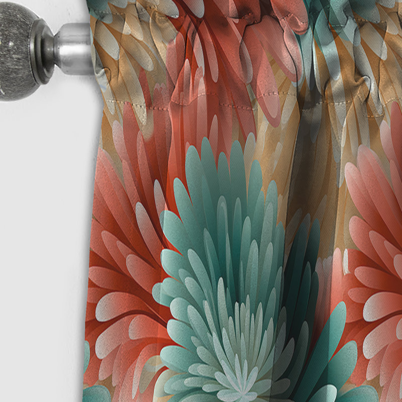 Coral Illusion Tropical Pattern II - Floral Curtain - Blackout Floral Curtain - 1 Panels, 52" W x 95" L