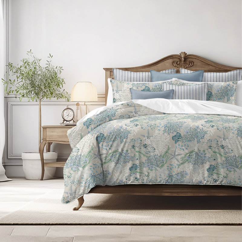 Under The Sea  Ocean Cotton Coverlet Set, Twin Coverlet + 7 Additional Pieces