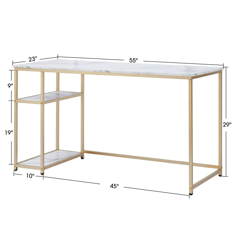 Malaak Metal Base Computer Desk, 29" H x 55" W x 23" D, Left Hand Return