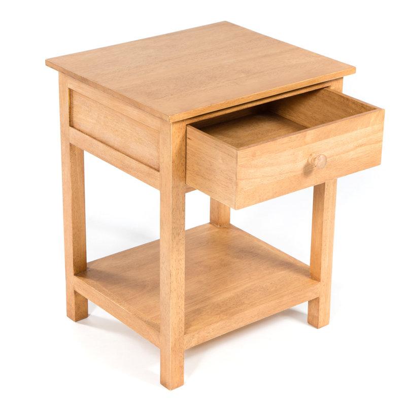 Accent 40cm W Solid Wood Bedside Table, Light Wood