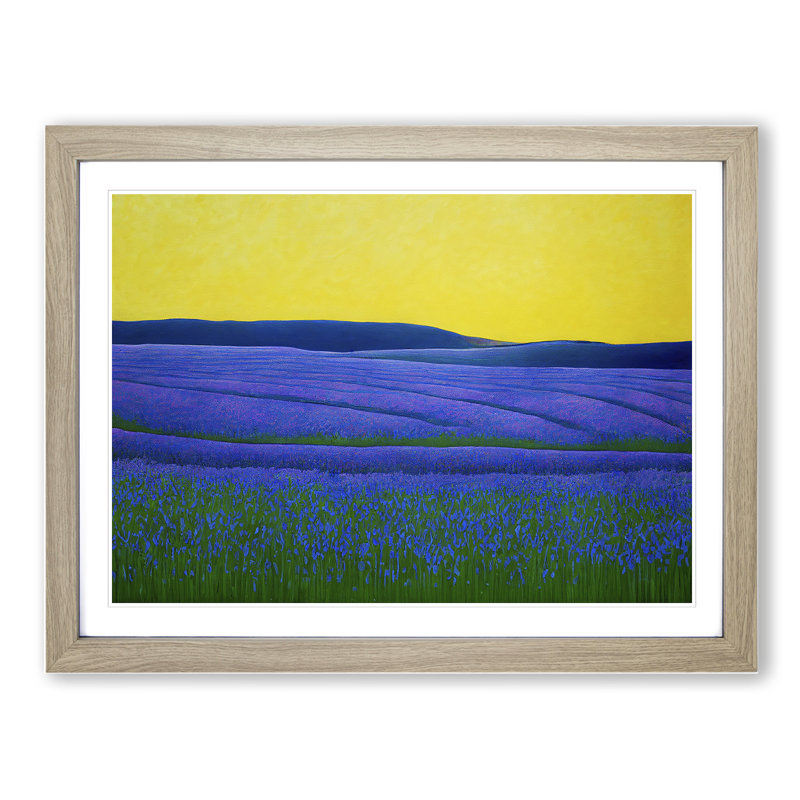 Joyous Absract Bluebell Field - Framed Print, 25cm H x 34cm W x 2cm D, Oak