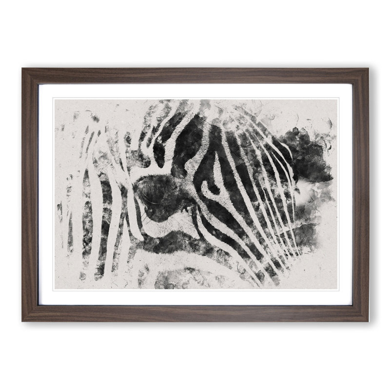 Zebra Vol.1 Watercolour - Framed Print, Walnut, 27cm H x 36cm W x 2cm D