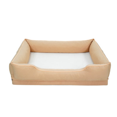 41.5" Orthopedic Bolster Dog Bed with Waterproof Protection and Removable Washable Cover, Beige