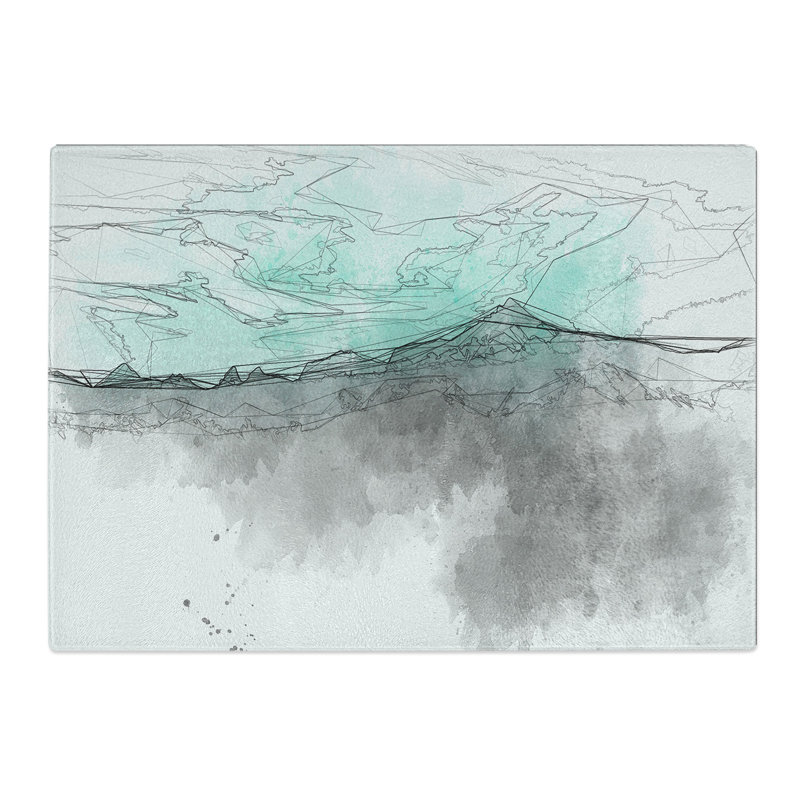 Tempered Glass Mint Green Sky Chopping Board, 28.5 cm x 39 cm