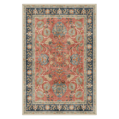 Albers Persian Heritage Medallion Machin Washable 3' x 5' Doormat with Non-Slip Backing