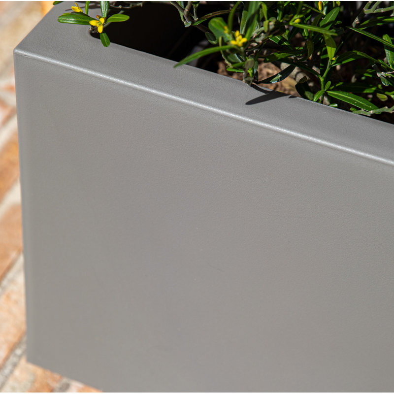 Block Series Long Box Planter, 13.25” H x 24.75” W x 11” D, Gray