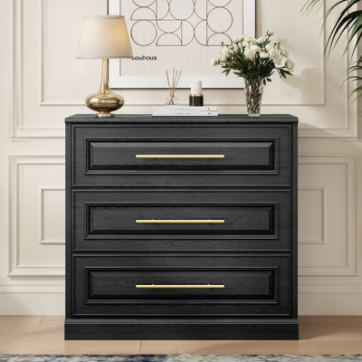 31.5'W 3-Drawer Dresser, Black