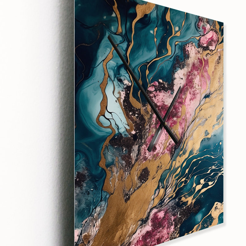 Jakoda - Abstract Marble Wall Clock Oversized, 40" H x 30" W