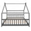 Lit de maison gris en bois de taille double - idéal pour le plaisir et le jeu, avec structure de toit robuste, L 80,7 po de long, repose à assembler, l 56,3 po de large
