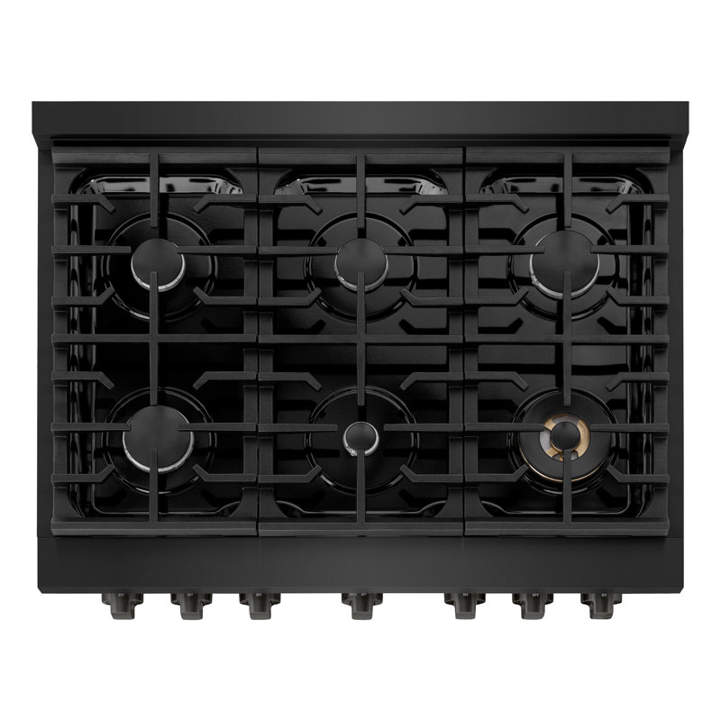 ZLINE 36" Paramount Dual Fuel Black Stainless Steel Range w/ 6 Burners & Convection Oven (SDRB-36)