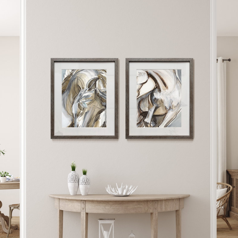 «Horse Abstraction I», ensemble de 2 peintures sur papier encadrées