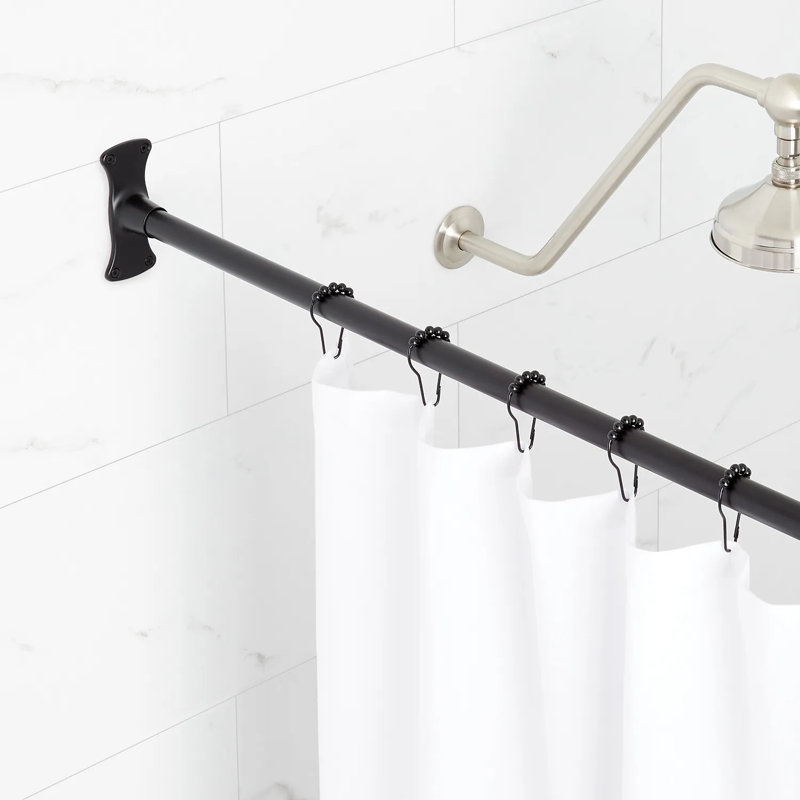 48" Brass Straight Shower Curtain Rod, Matte Black