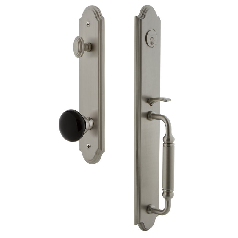 Ensemble de poignées fictives complètes une pièce Arc avec poignée en C et bouton Coventry Arc, Nickel satiné