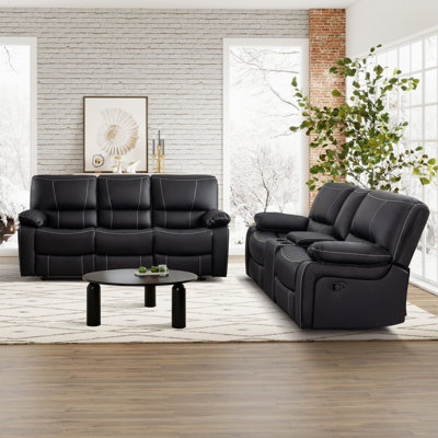 Vandon 2 - Piece Faux Leather Living Room Set, Modern Reclining Sofa Set with Loveseat and Sofa