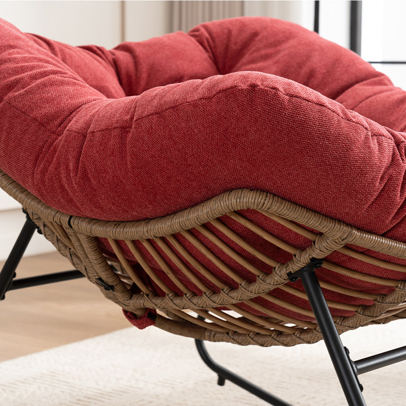 Chaise d'appoint berçante rembourrée Chenille, Rouge