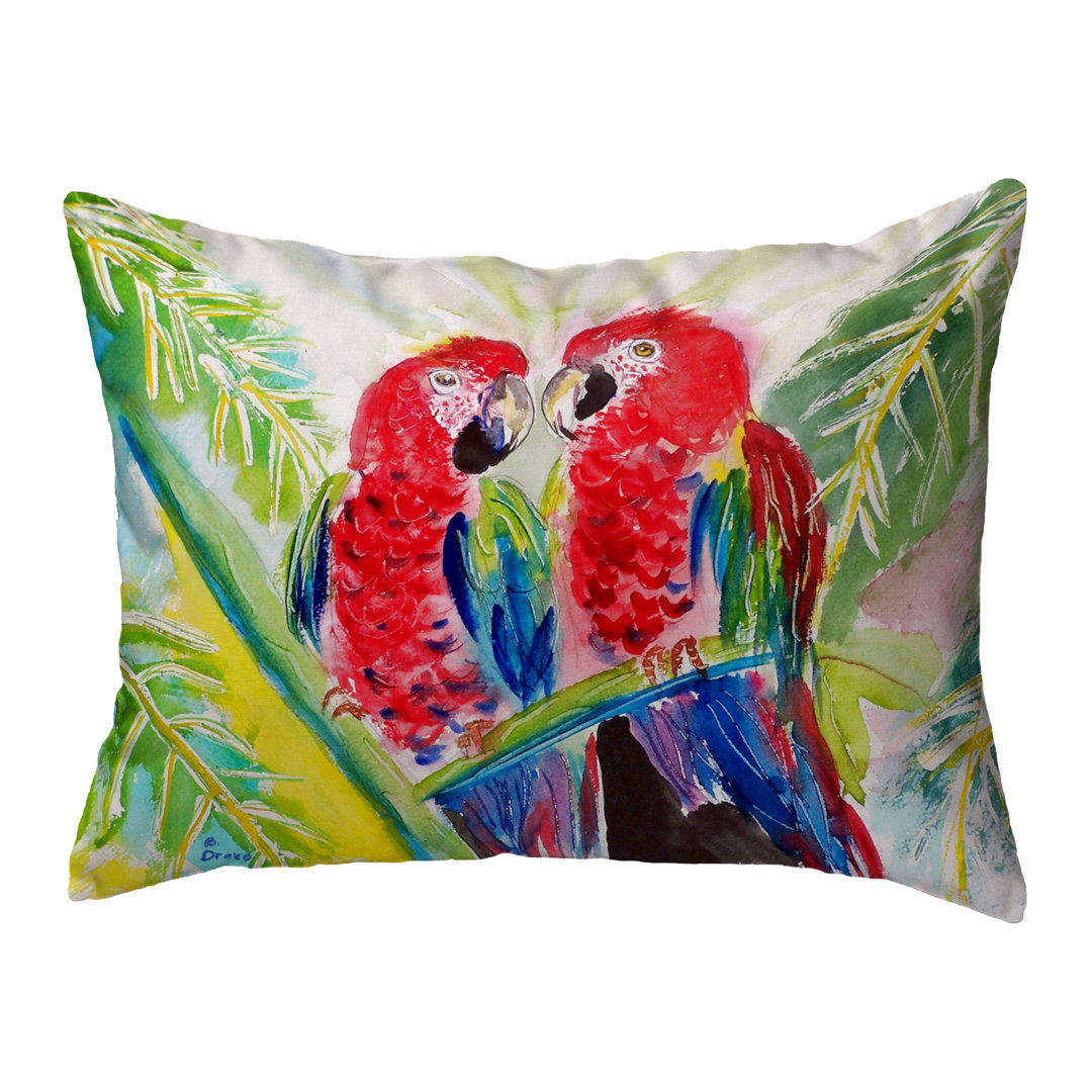  Two Parrots Indoor/Outdoor Lumbar Pillow Betsy Drake Interiors 