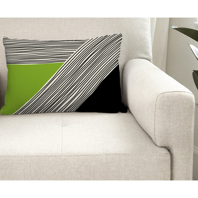 Coussin Cassie, H 18 po x l 25 po, Chartreuse / crème / noir