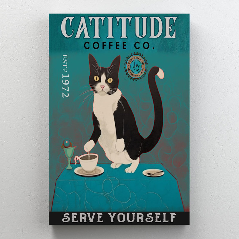Cattitude Coffee Co, H 36 po x l 24 po x P 1,25 po