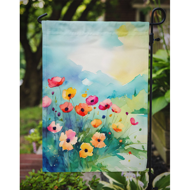 Anémones dans l'aquarelle, drapeau de jardin