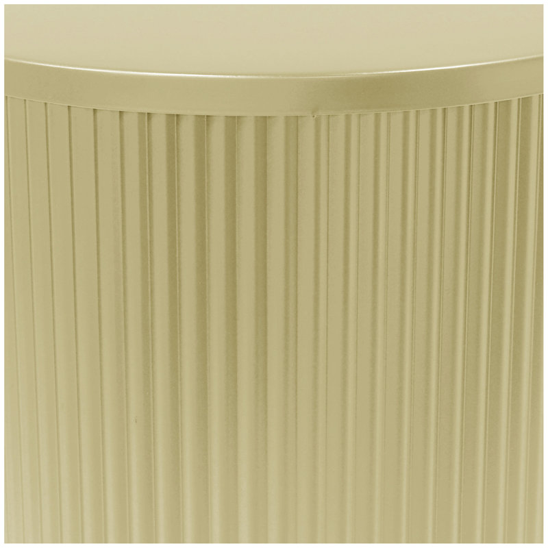 Golden Round Side Table With Vertical Stripes