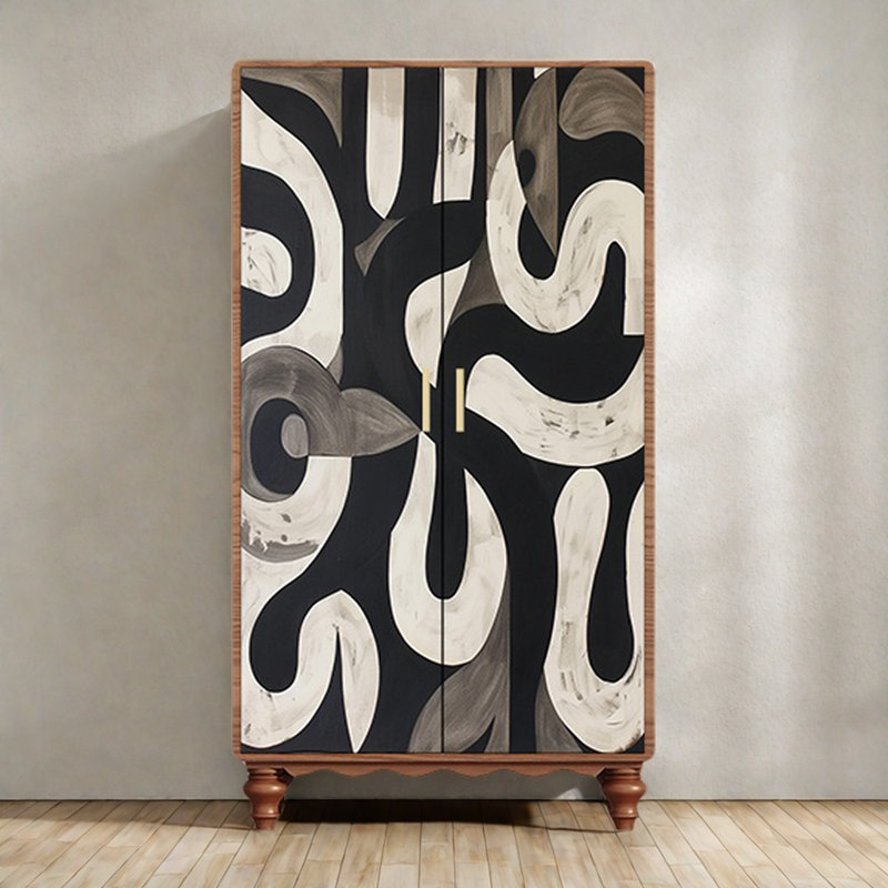 Garde-robe moderne pour chambre double, Noyer / noir