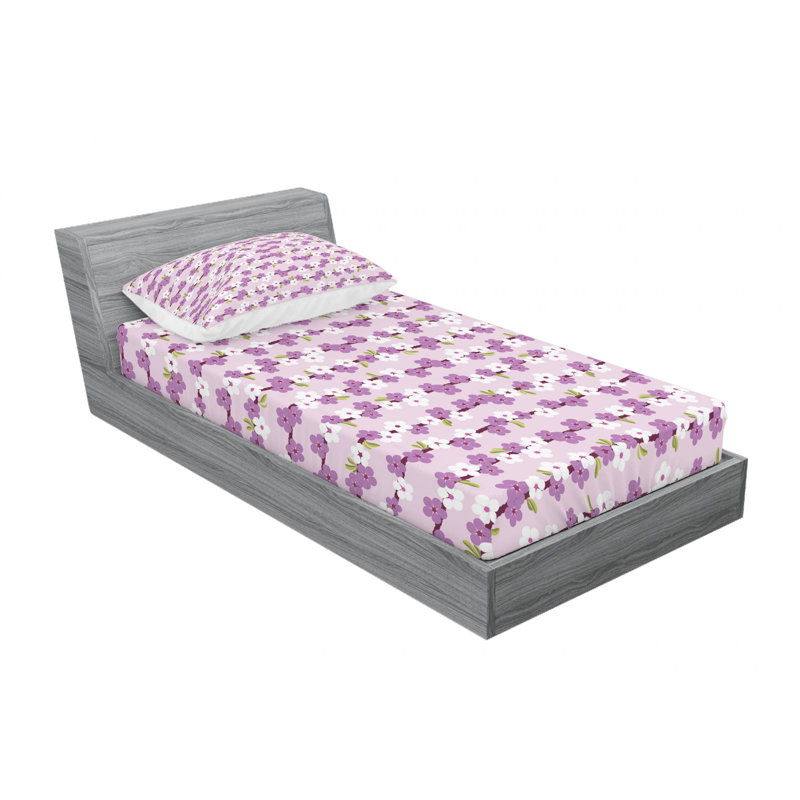 Microfiber Floral Sheet Set, Twin Sheet Set with Fitted Sheet