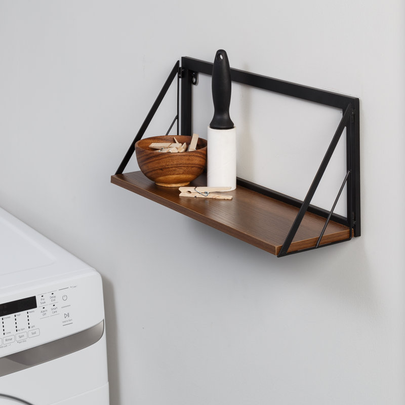 Nelah 1 Piece Metal Floating Shelf, 8" H x 18" W x 6" D, Walnut