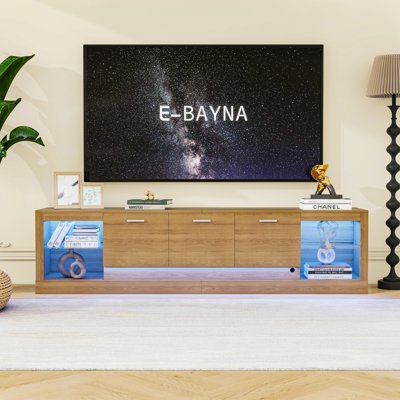 TV Stand with LED Lights, Cabinets and Open Shelves
