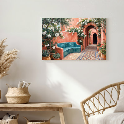 Art mural sur toile Gallery Wrap pour le salon, la chambre à coucher, le bureau ou le vestibule - décoration murale décorative avec jardin méditerranéen