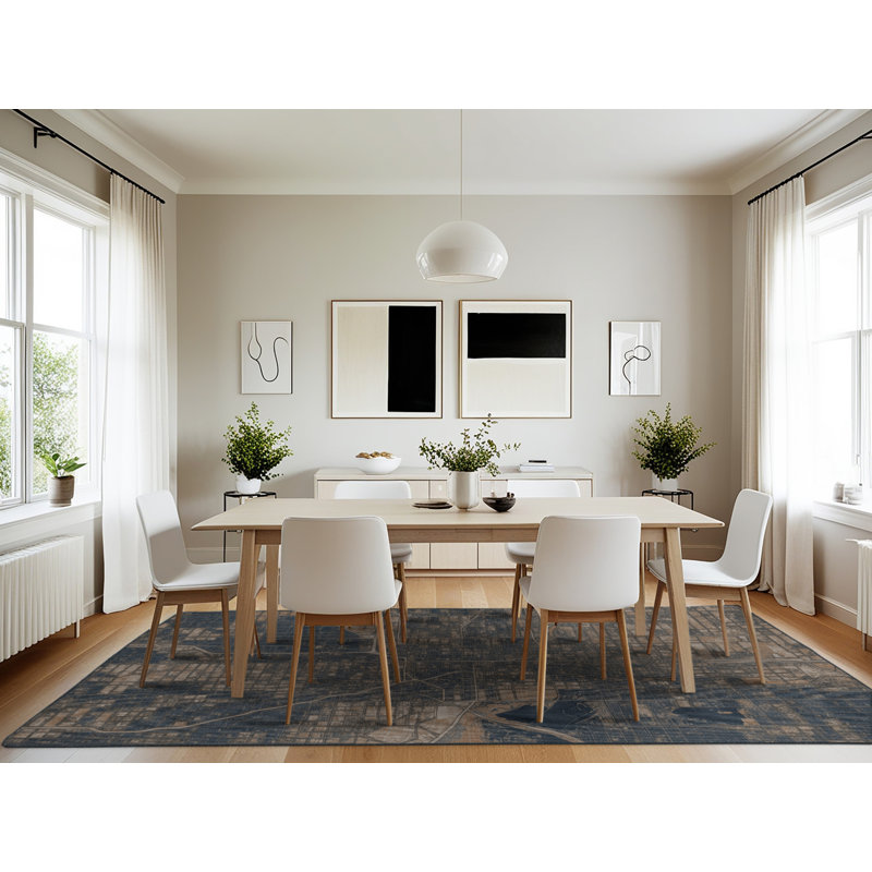 Machine Washable Transportation Black Area Rug, Rectangle 7' x 10'