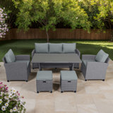 6-Piece Outdoor Wicker Patio Conversation Furniture Set