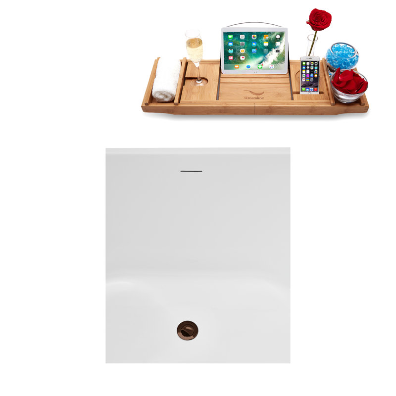 1369.1mm x 754.4mm Soaking Acrylic Bathtub, Oil Rubbed Bronze/Glossy White