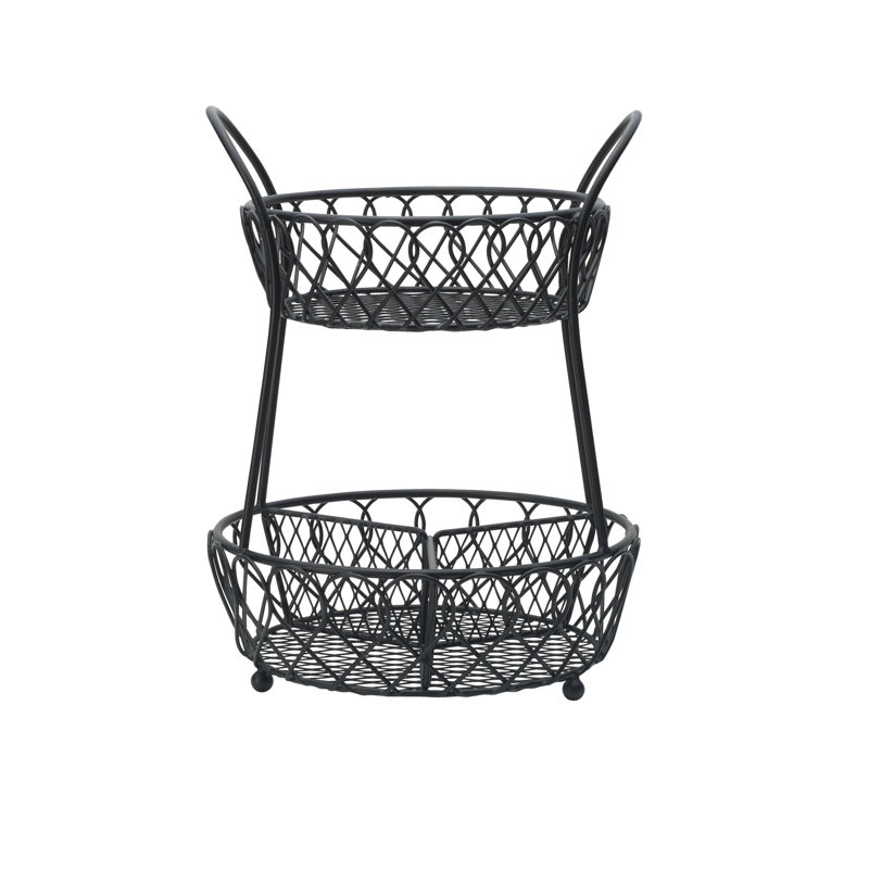Gourmet Basics by Mikasa Loop and Lattice 2 Tier Divided 1 fl oz. Fruit Bowl