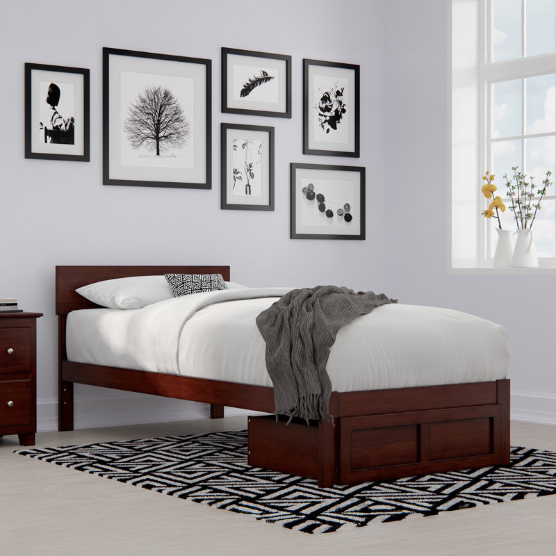 Farrah Platform Storage Bed, Walnut, Twin Extra Long