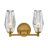 Ana 2-Light Bath Vanity w/ Faceted Heavy-Cut Diamond-Shaped Crystal Shades - Heritage Brass