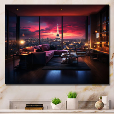 «Futuristic Paris Eiffel Tower Penthouse I», reproduction sur toile
