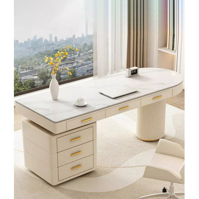 French Cream Style Sintered Stone Top Office Desk