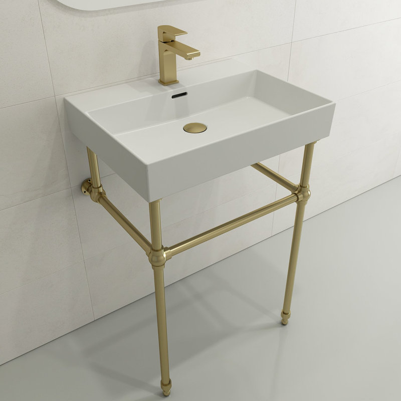 Milano 23.82'' L Bathroom Sink, Matte White, Single-Hole