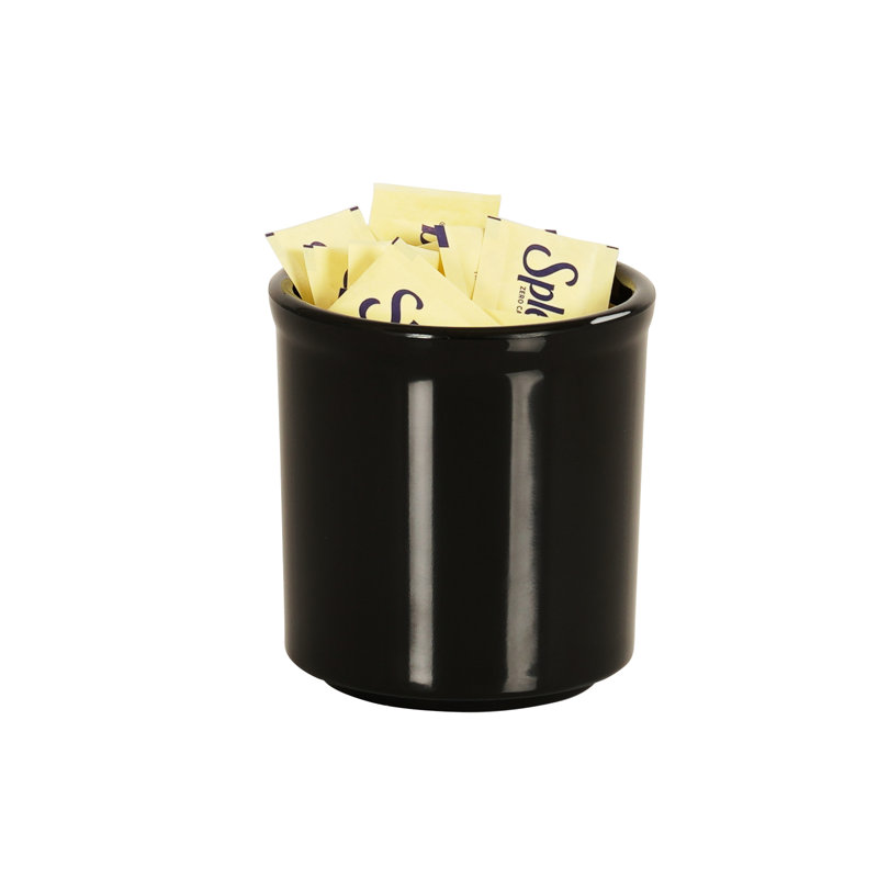 Pot rond à condiments en mélamine, H 4,25 po x l 4 po x P 4 po, Noir