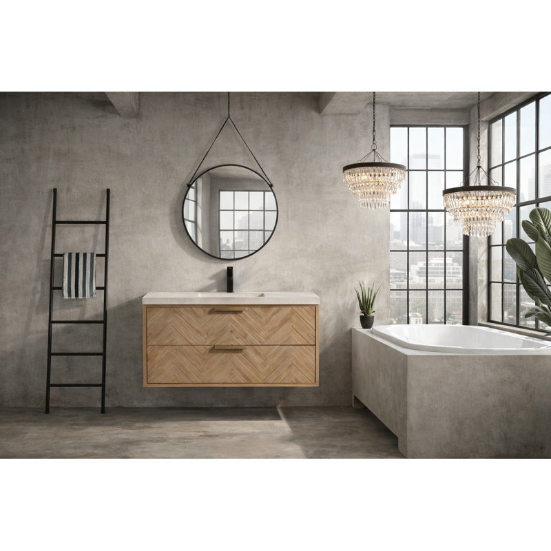 Meuble-lavabo simple mural avec plateau en béton Carlsbad