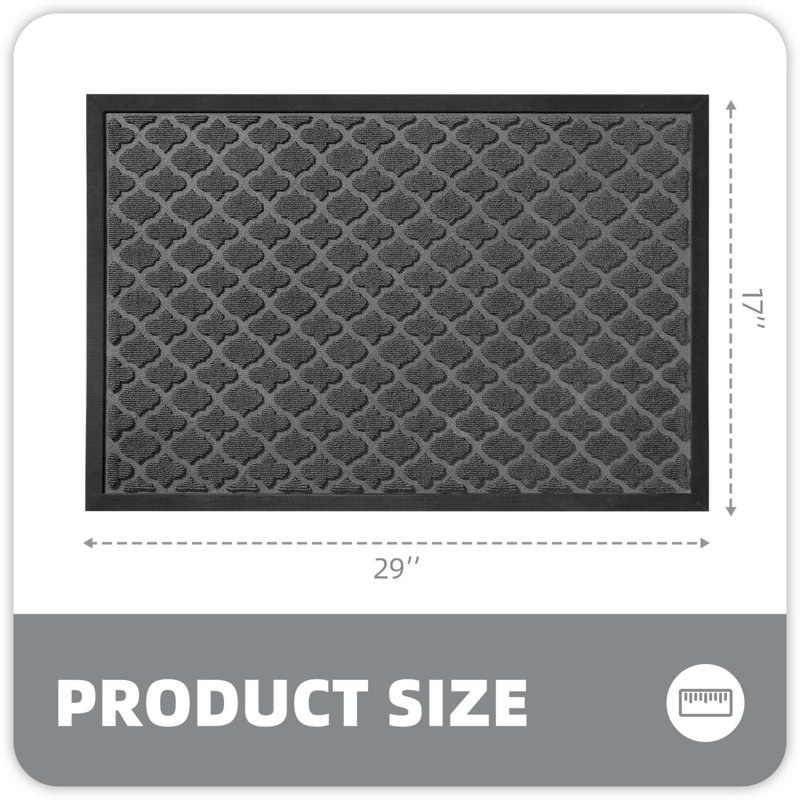 Non-Slip Outdoor Door Mat, 	17.5'' W x 29.5'' L, Grey