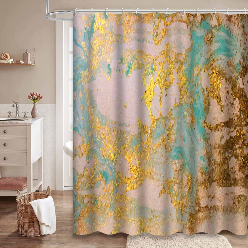 Rideau de douche bleu imperméable, rideaux de douche pour la salle de bain avec 12 crochets, 72" L x 72" W
