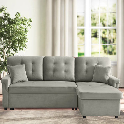 Kerle 86 " Velvet L-Shaped Sofa Bed