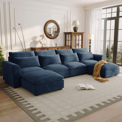 Canapé d'angle modulaire en U avec deux repose-pieds