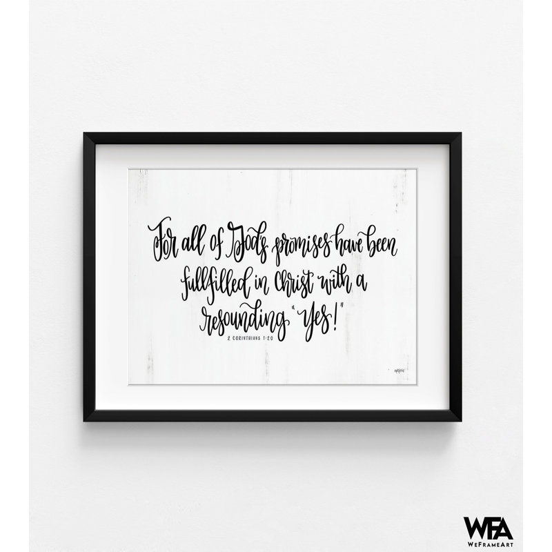Resounding Yes, 2 Corinthians 1:20 Print, Framed Christ Quote Decor, Gods Plan Print, Biblical Promises Decor, Bible Room Decor