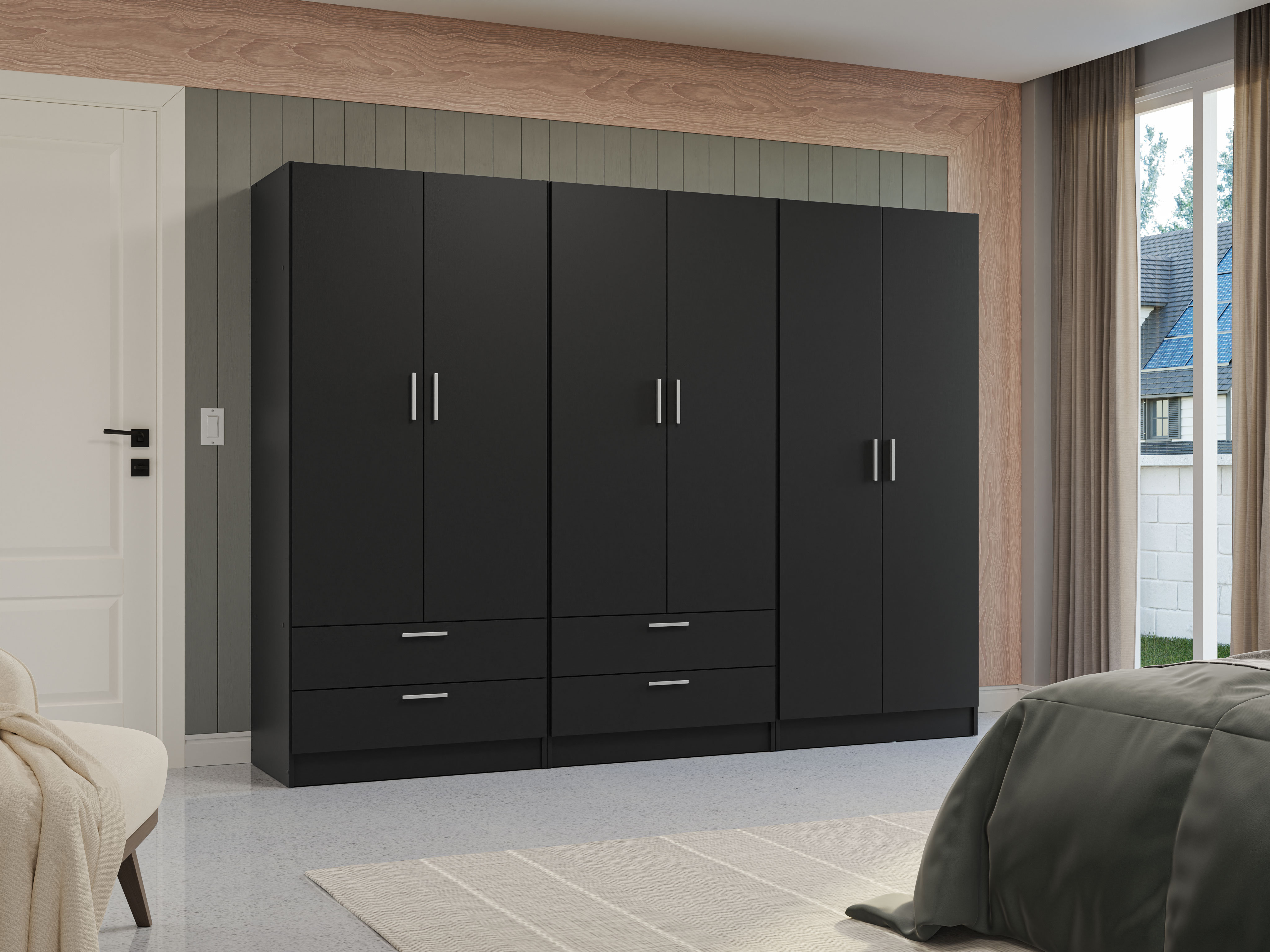 Hokku Designs 6 Doors 4 Drawers Wardrobe Set Armoire Closet Bedroom ...