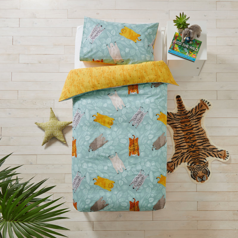 Derron Cotton Floral Duvet Cover Set with Pillowcases Included, 135 x 200cm Duvet Cover + 1 Pillowcase (50 x 75)