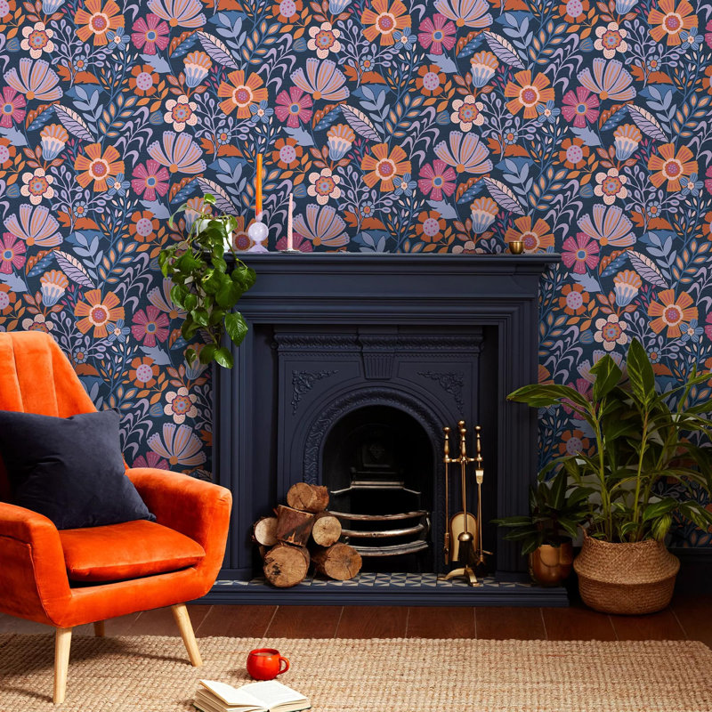 Envy Oopsy Daisy Floral Wallpaper, Blue