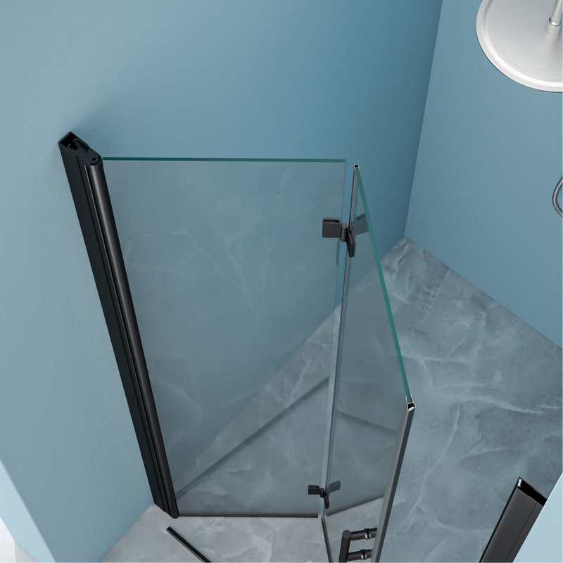 Fold Shower Door 30"W X 72"H, Matte Black. 1/4" Thick Tempered Glass. Water-, Space, Adjustable Bathroom Entrance Isolation Barrier Black 72"H Door. Interior Partition