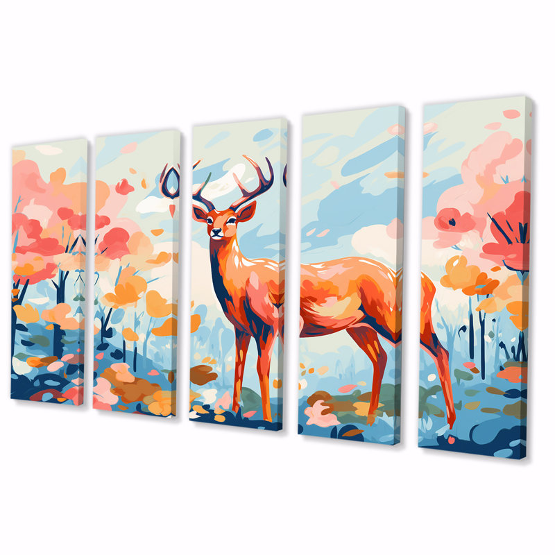 Art floral mural 5 pièces, H 32 po x l 80 po